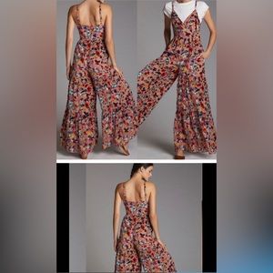 Velvet floral jumpsuit. Anthropologie x Hutch